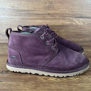 UGG Neumel Maroon Suede Lace Up Winter Boots Shoes Women’s Size 8